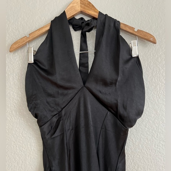 NWOT Start of Forever Black Satin Halter Mermaid Maxi Dress - Picture 4 of 7